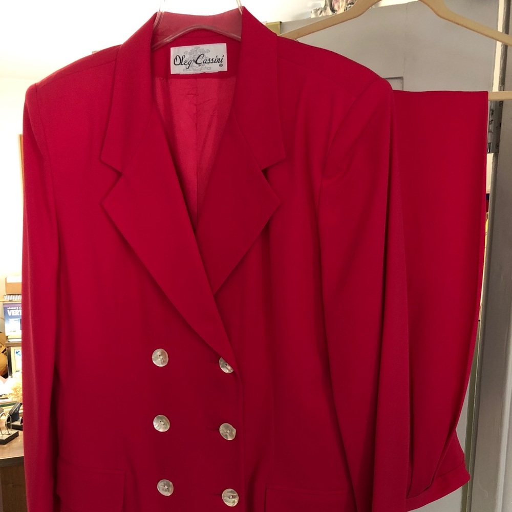 Oleg Cassini Red Pant Suit